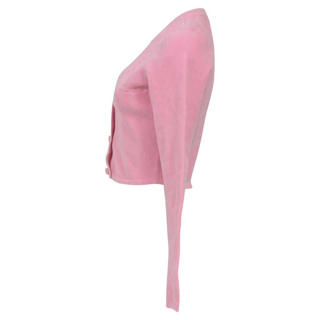 Alexander Wang .T  Logo-Embossed Cropped Cardigan in Pink Merino Wool