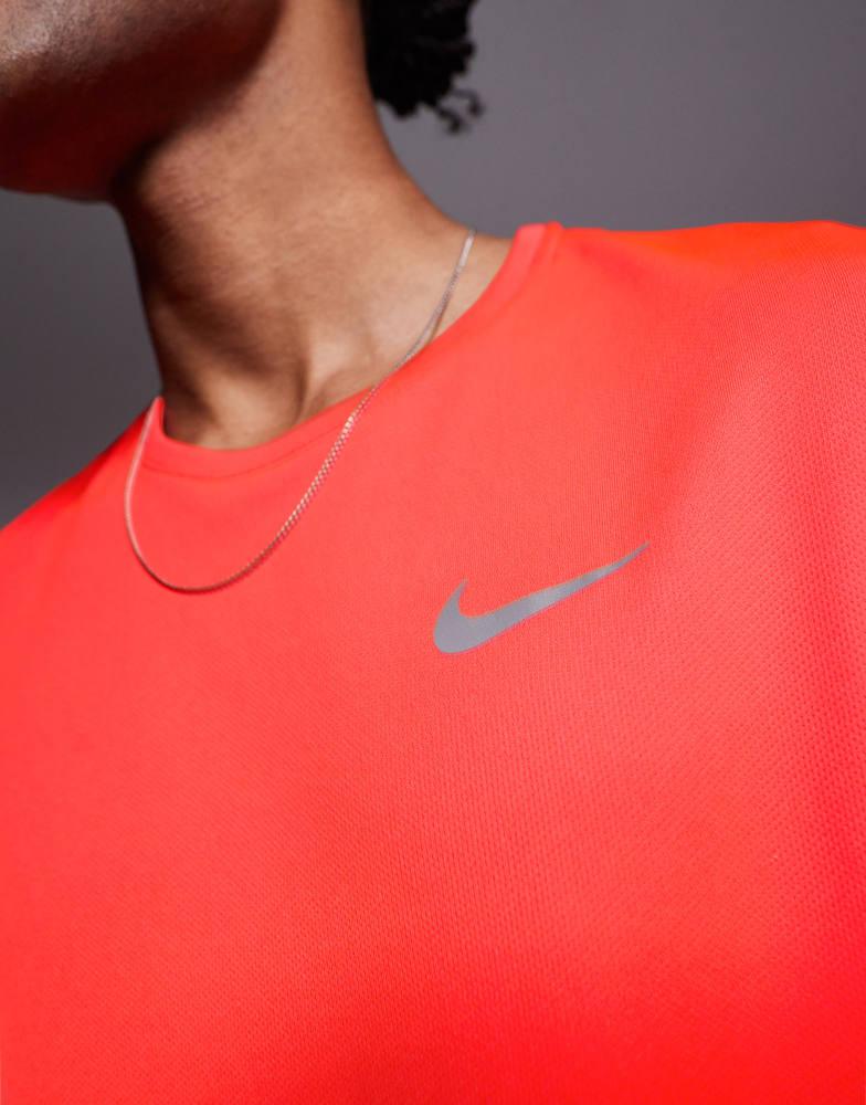 mens nike miler t shirt orange