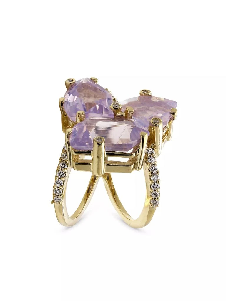 Stephen Dweck Luxury 18K Gold, Diamond & Lavender Moon Quartz Openwork Ring 2