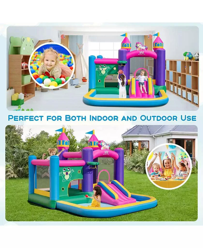 Costway 6-in-1 Kids Inflatable Bounce House with Slide Jumping Area Ball Pit Pools Castle without Blower 8