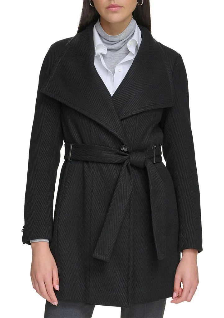 Calvin Klein Women's Wing Collar Wrap Coat