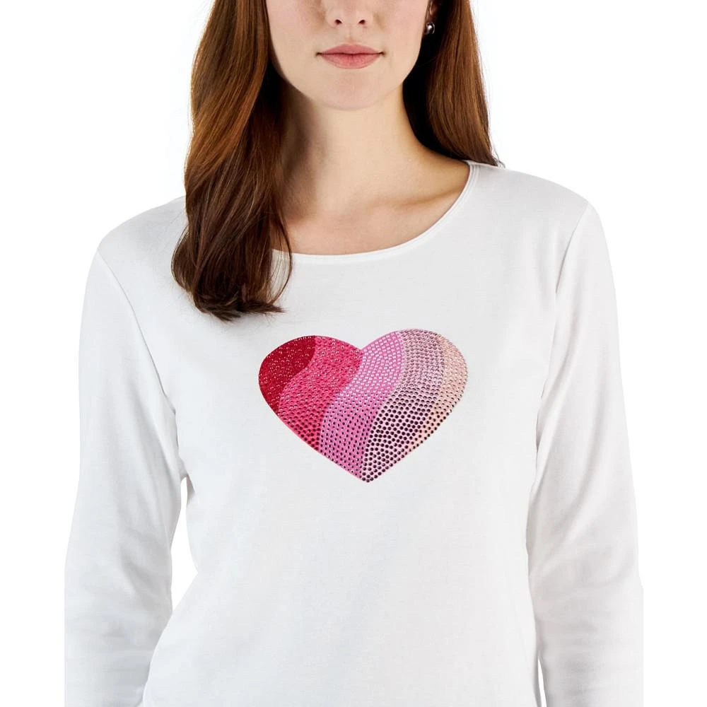 Karen Scott Women's Gem Heart Graphic Pullover Top, Created for Macy's 3