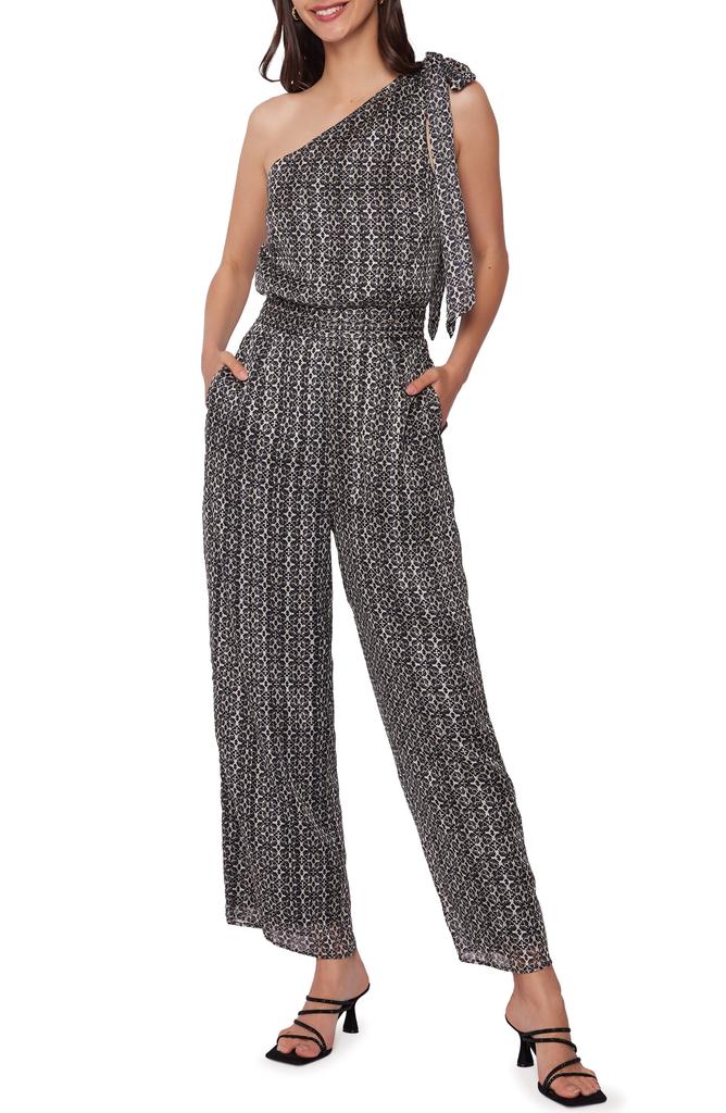 Lost and Wander Mira Geo Print One-Shoulder Jumpsuit
