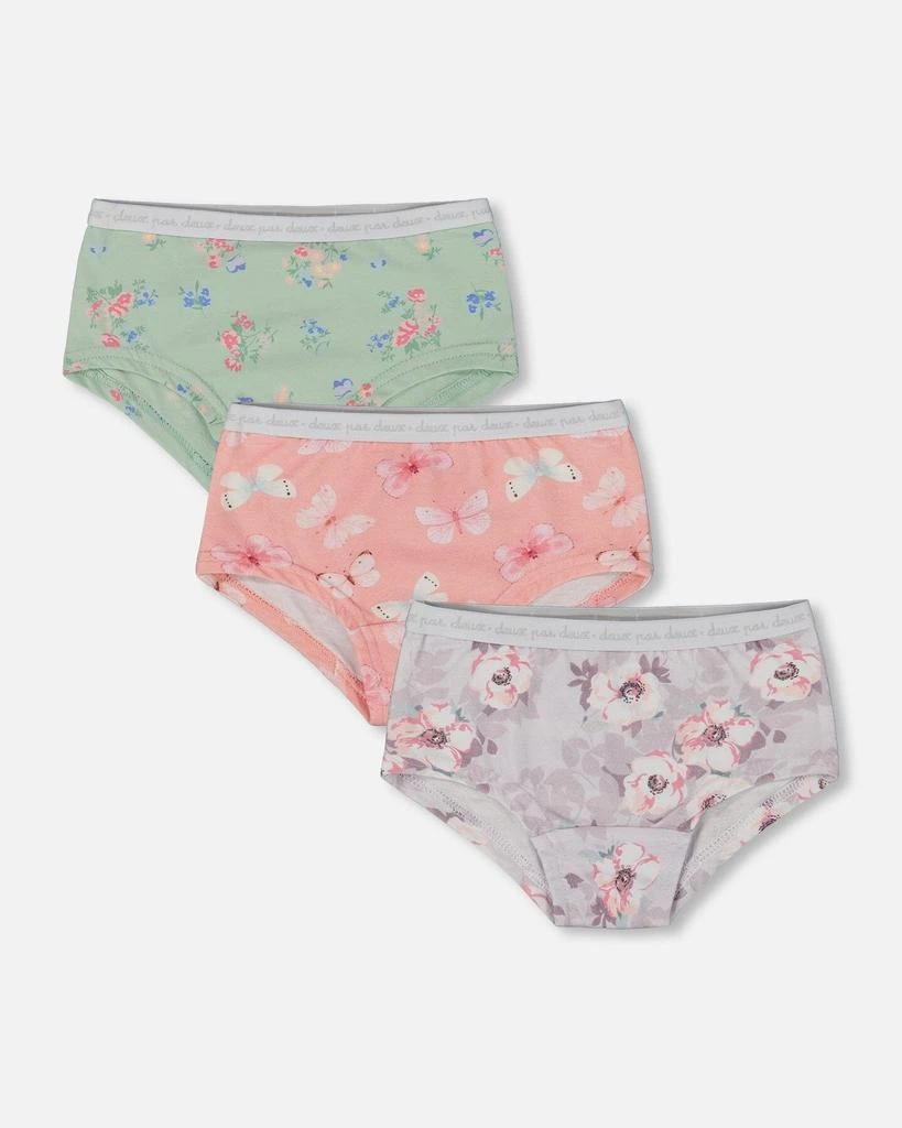 Deux par Deux Printed Organic Cotton Boyshort Underwear (Pack Of 3) Multicolored 1