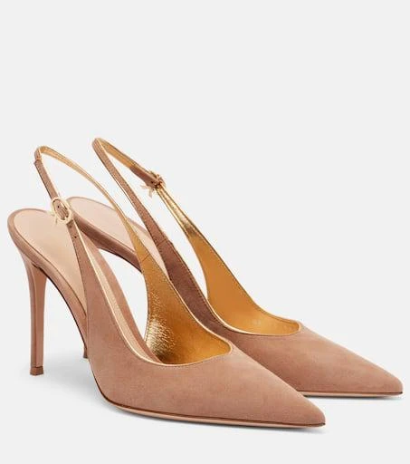 Gianvito Rossi Robbie 95 suede slingback pumps 1