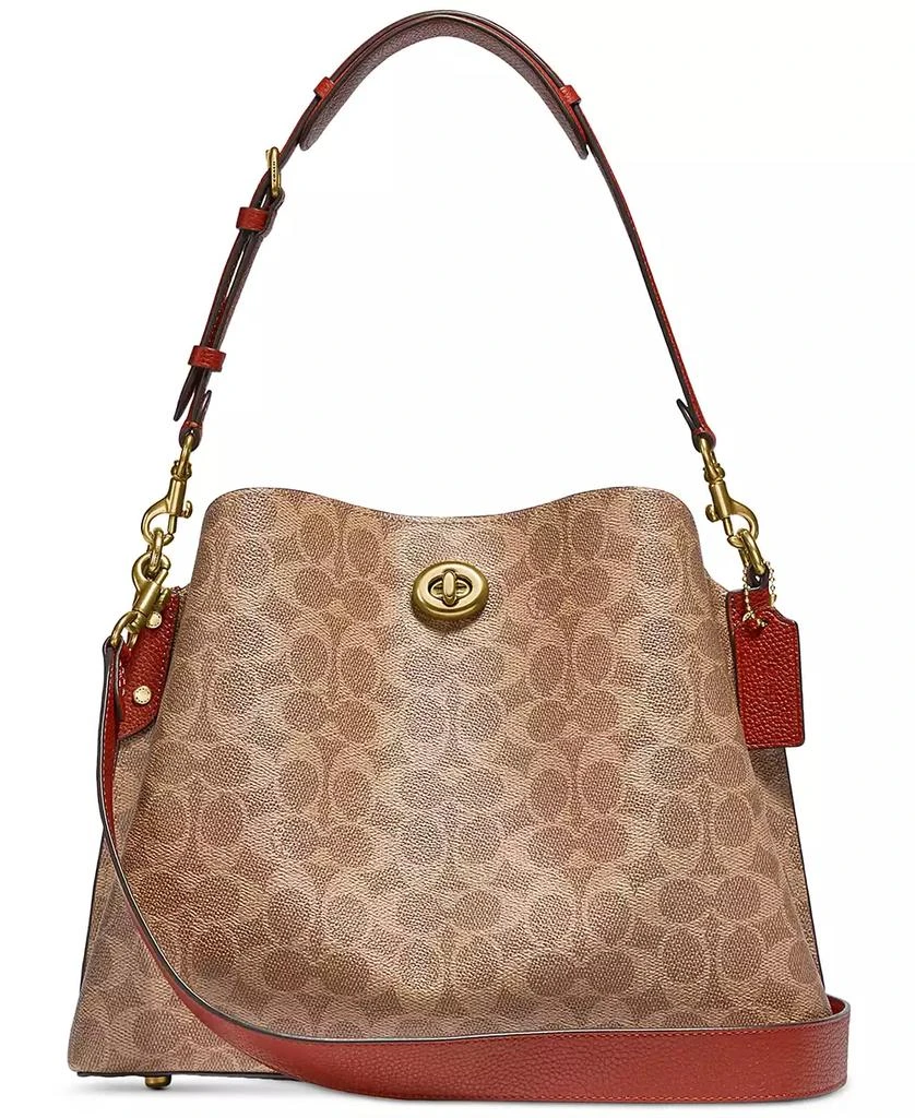 Coach Signature Coated Canvas Willow Shoulder Bag with Convertible Straps 1