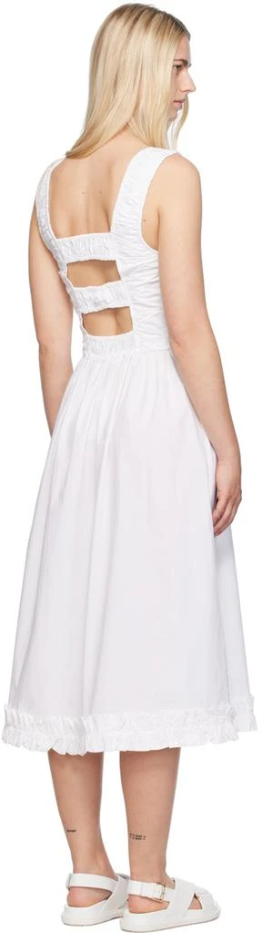 Ganni White Shirred Midi Dress 3