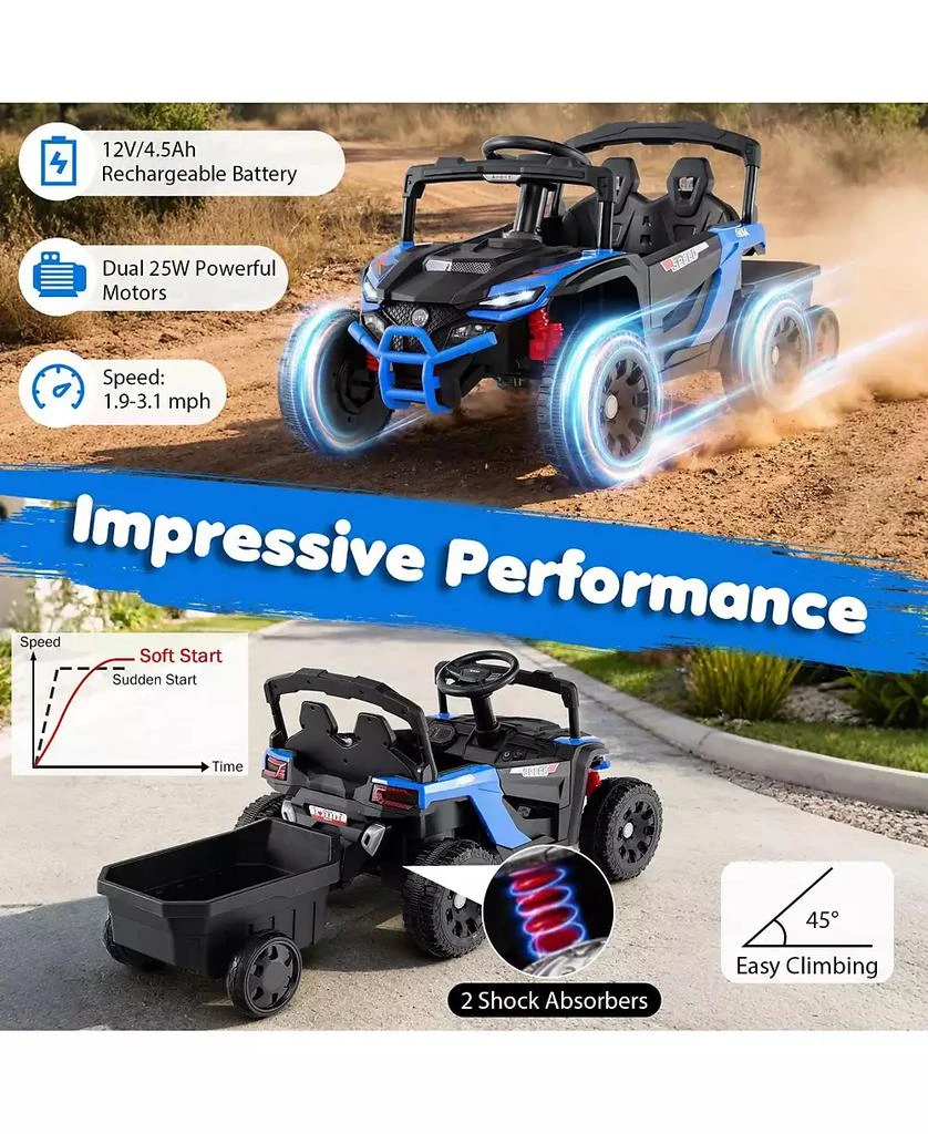 Mecale 12V Battery Powered Ride On Tractor with Parent Remote Control-Black 9