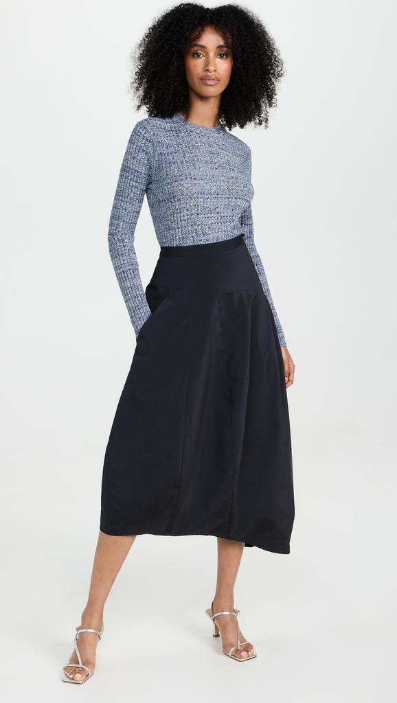 Tibi Nylon Asymmetrical Balloon Skirt