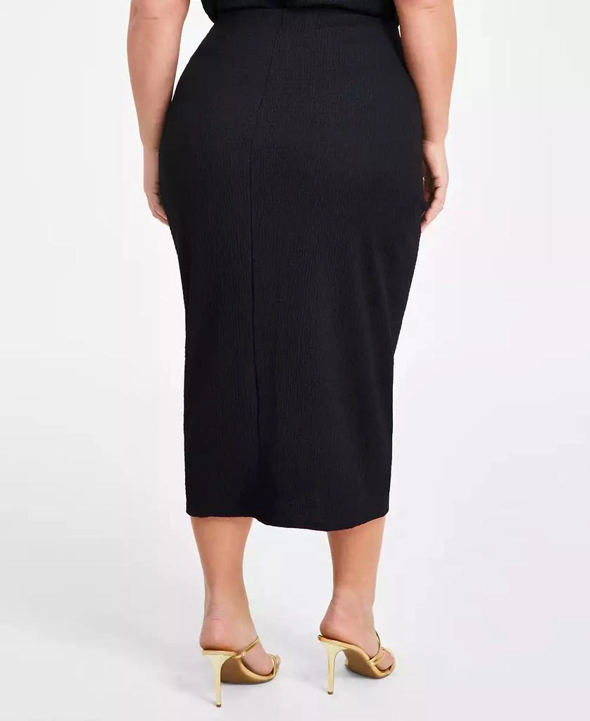 Nina Parker Plus Size Textured Drawstring-Ruched Skirt 2