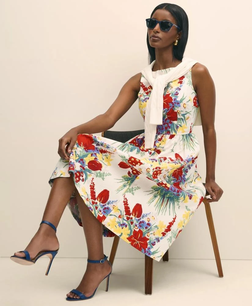 Floral A-Line Dress in Cotton Blend  On Sale Now with Up to 32% Off |  Discover Exclusive Deals & Savings at BeyondStyle  Authentic Brooks  Brothers dress|floral|blend|cotton|floral a-line dress in cotton