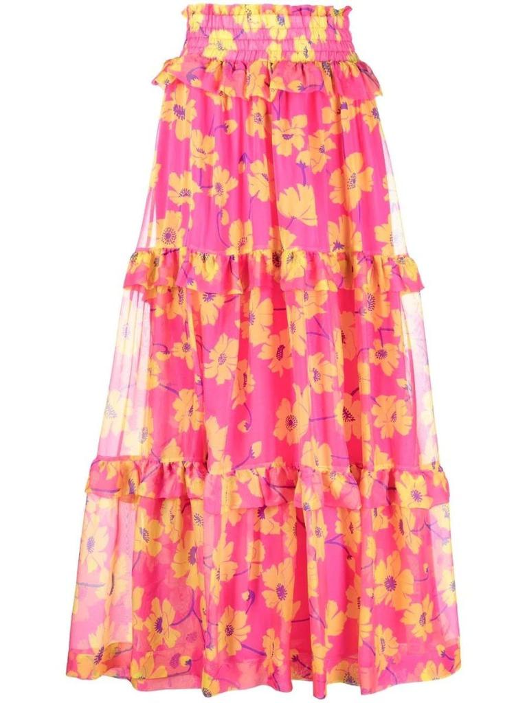 NA Floral print pink maxi Skirt