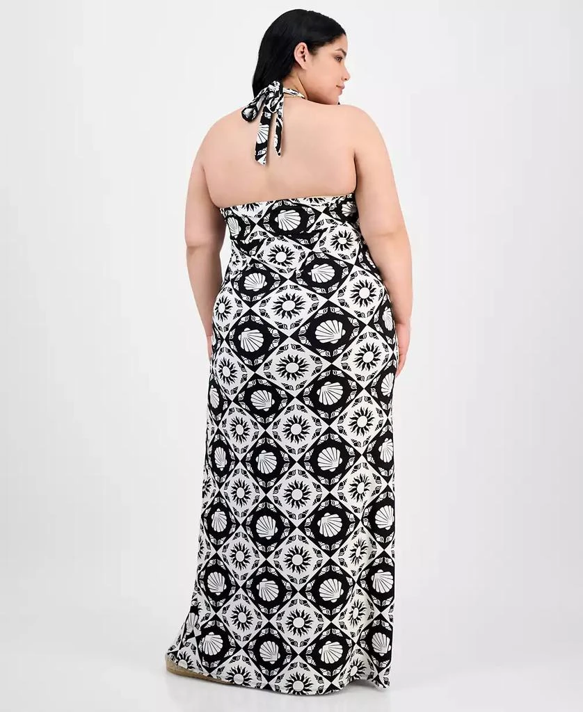 Derek Heart Trendy Plus Size Mixed-Print Halter Maxi Dress 2