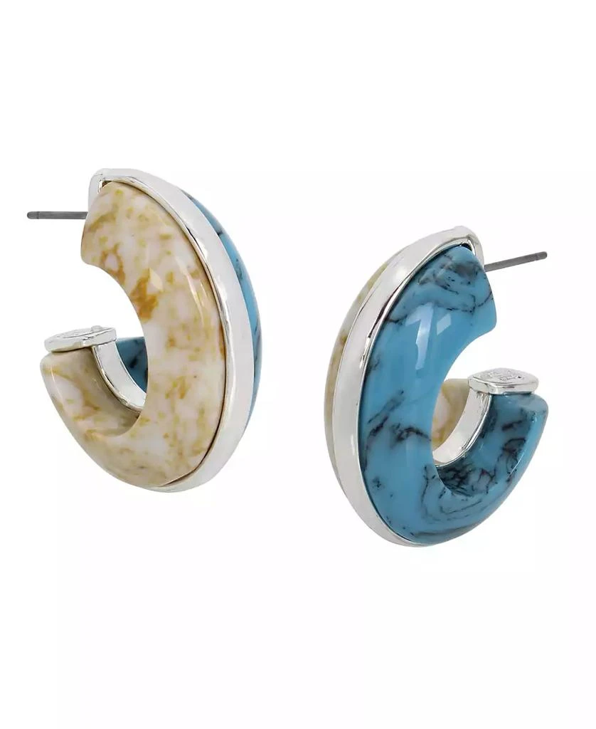 Robert Lee Morris Semi-Precious Mixed Stone Chunky Hoop Earrings 2
