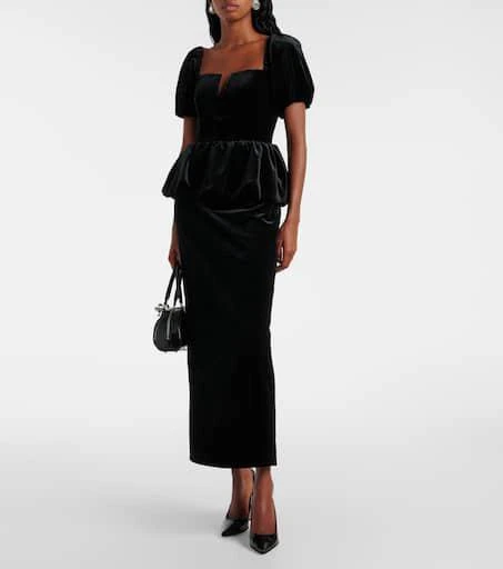 Self Portrait Peplum velvet midi dress 2