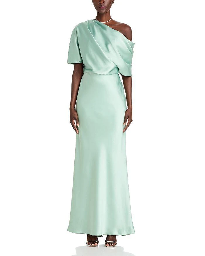 Amsale Draped Satin One Shoulder Dress 7