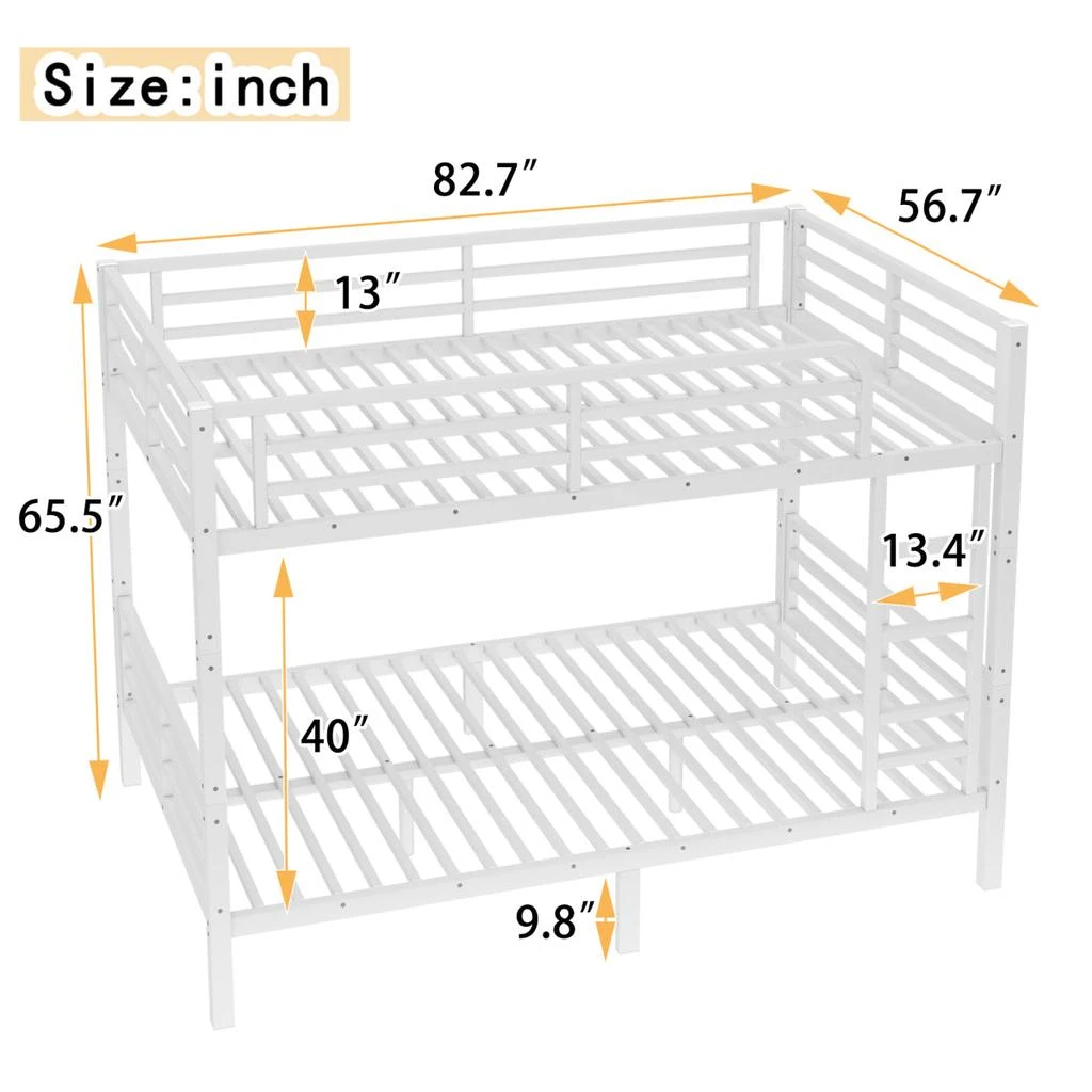 Streamdale Furniture Streamdale Metal Full XL over Full XL Bunk Bed, White 4