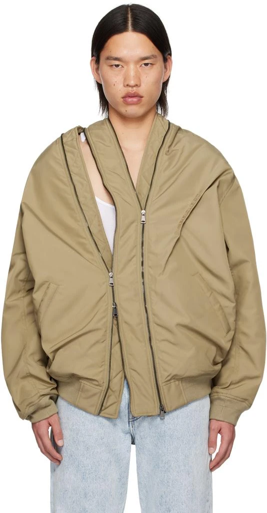 Y/Project Beige Double Zip Bomber Jacket 1