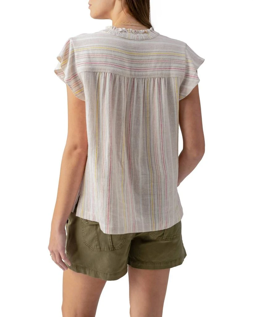 Sanctuary Split Neck Tunic Top In Patio Stripe 2