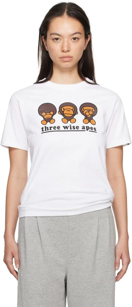 Bape White 'Three Wise Apes' T-shirt 1