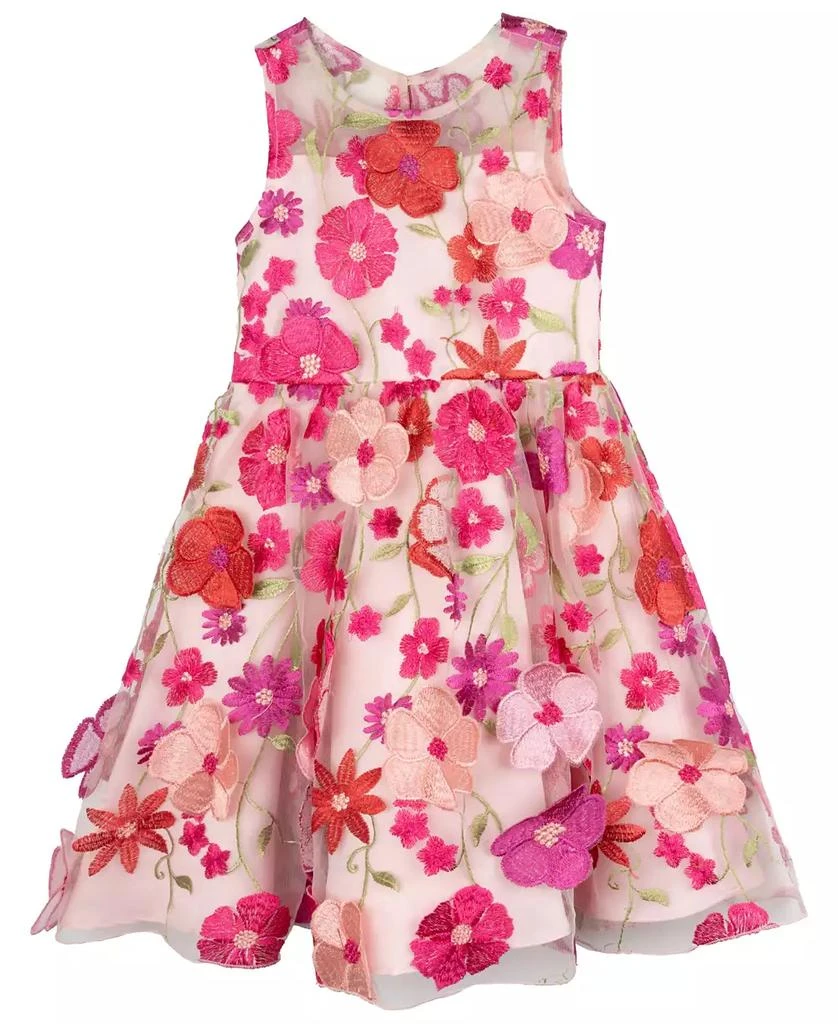Rare Editions Toddler and Little Girls 3D Floral Embroidered Social Dress 3