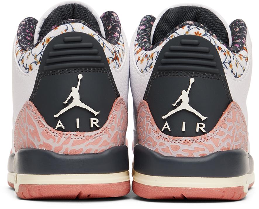 Nike Jordan Kids White & Pink Jordan 3 Retro Big Kids Sneakers
