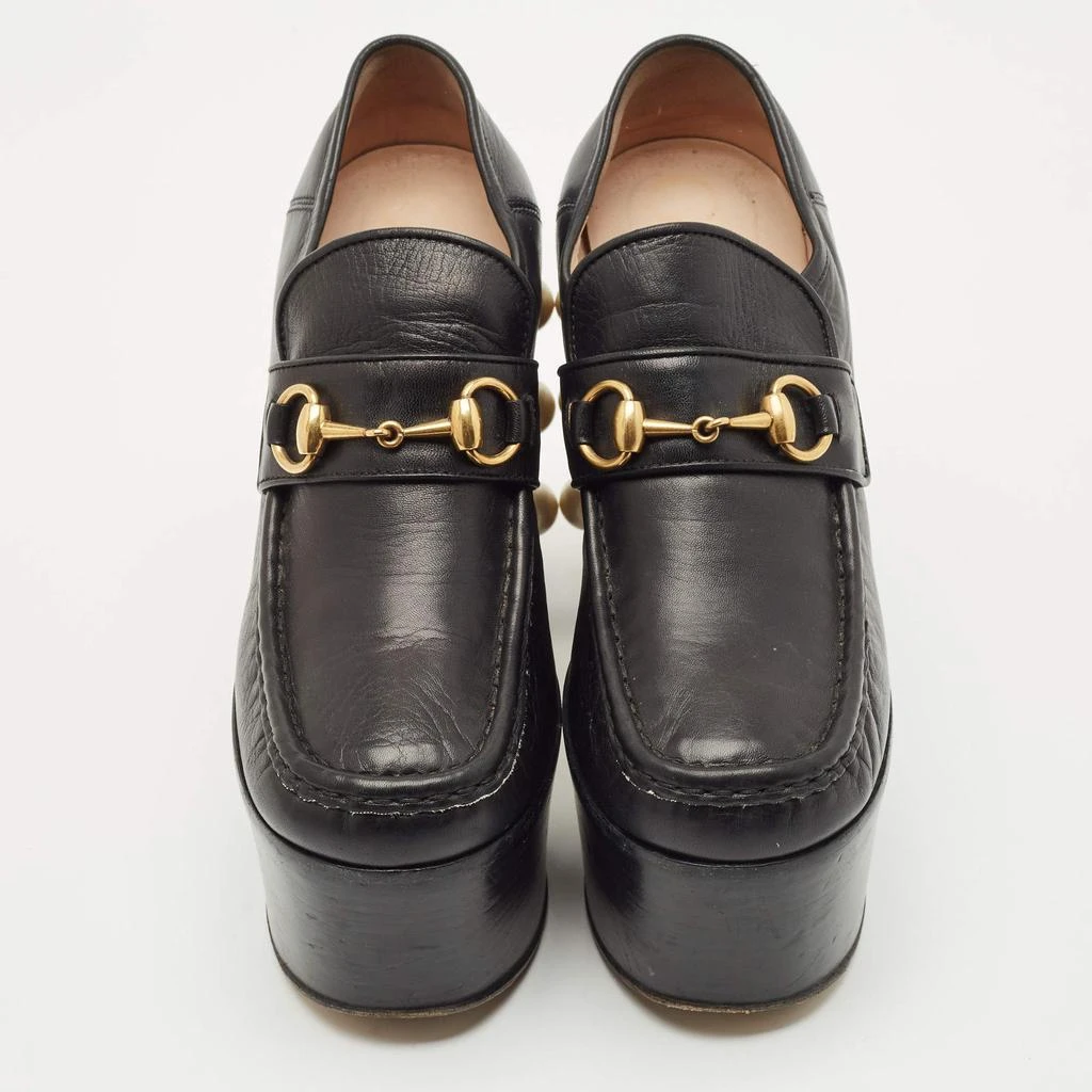 Gucci Gucci Black Leather Pearl Studded Vegas Platform Loafer Pumps Size 39 3