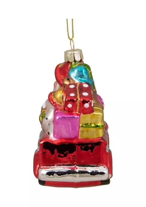 Northlight 4Inch Red Fire Truck with Santa and Presents Glass Christmas Ornament 5