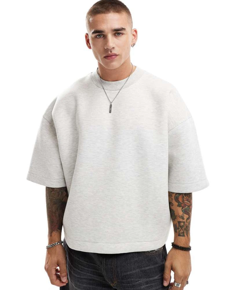 ASOS ASOS DESIGN heavyweight scuba short sleeve sweatshirt in grey 1