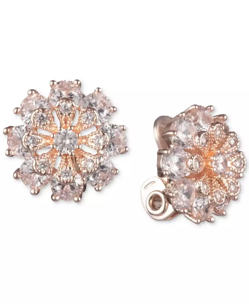 Anne Klein Crystal Flower Clip-On Button Earrings 1