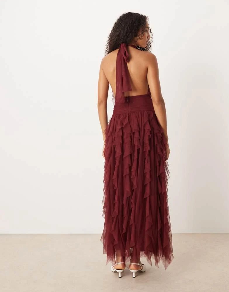 backless frill dress Wanderlust Plunge Maxi Dress
