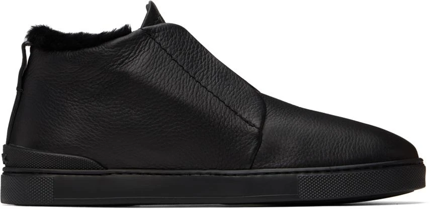 Zegna Black Triple Stitch Sneaker 1
