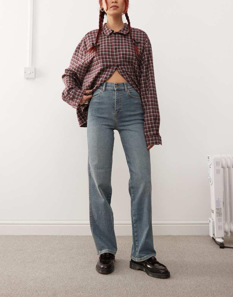 Dr Denim Dr Denim Moxy straight leg jeans in cape sky hem blue