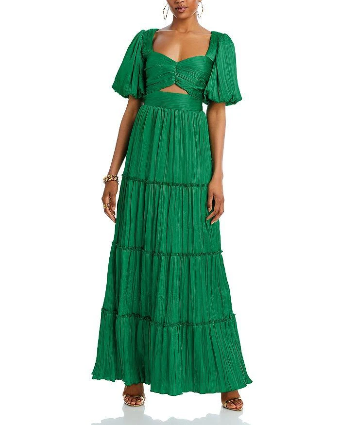 AQUA Pleated Cutout A Line Dress - Exclusive 1