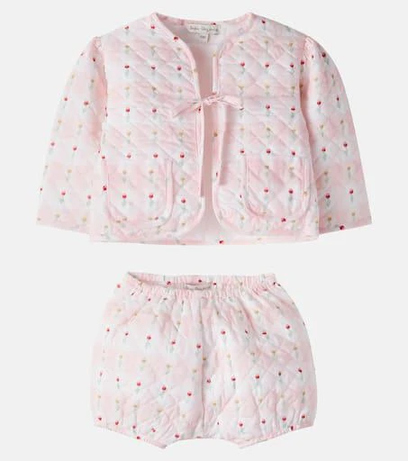 Bebe Organic Baby floral quilted jacket and shorts set 5