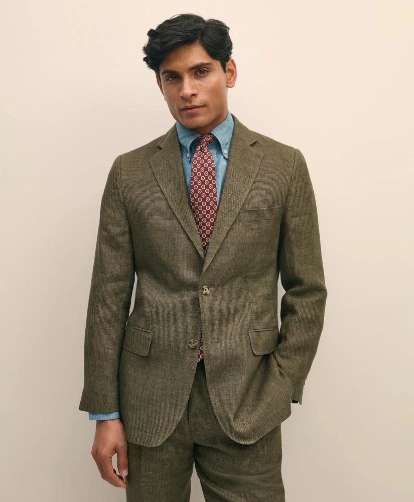 Brooks Brothers Slim Fit Houndstooth Linen Suit Jacket 1