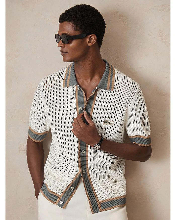 REISS CHE Crusoe Contrast Trim Crochet Short Sleeve Shirt 1