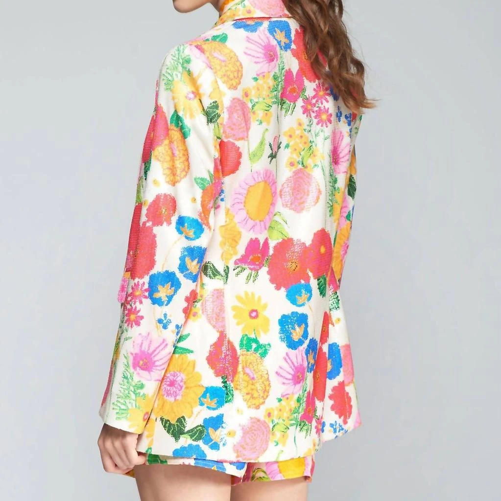 VILAGALLO Sequin Floral Blazer In Yellow Multi 2