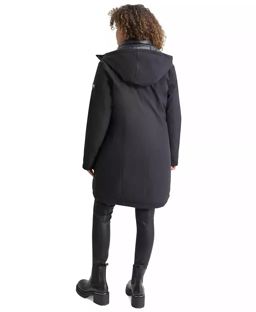 DKNY Womens Hooded Bibbed Zip-Front Puffer Coat 2