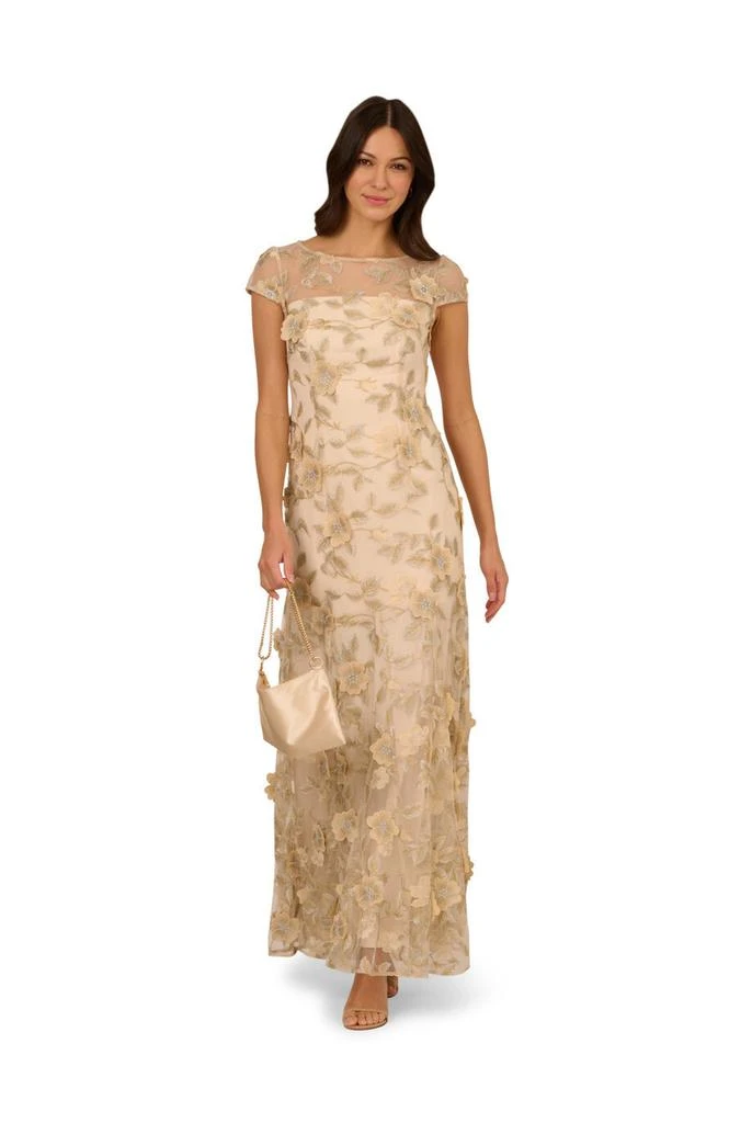 Adrianna Papell Floral embroidered godet gown 4