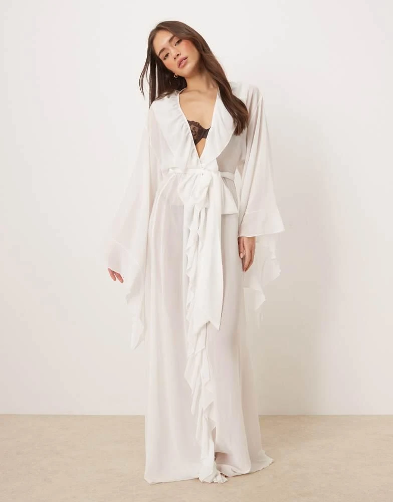 Kat The Label Kat The Label Bella floor length robe with ruffles in ivory 2