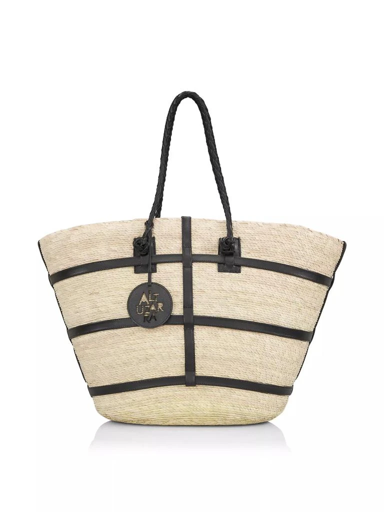 Altuzarra Watermill Leather-Trimmed Straw Tote 1
