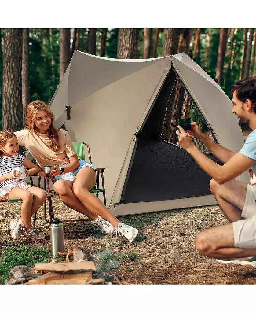 Costway Pop-up Camping Tent for 4/5/6 People with Rainfly Skylight 3 Doors 3 Windows 5
