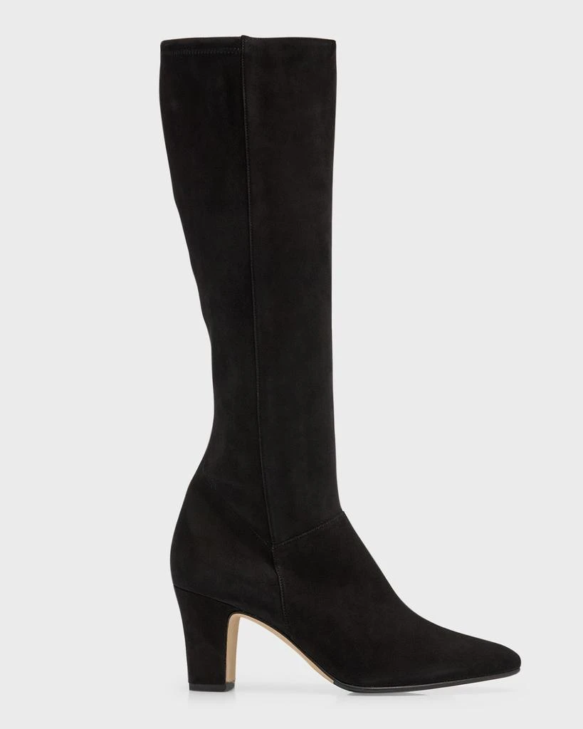 Manolo Blahnik Pitana Suede Block-Heel Knee Boots 1