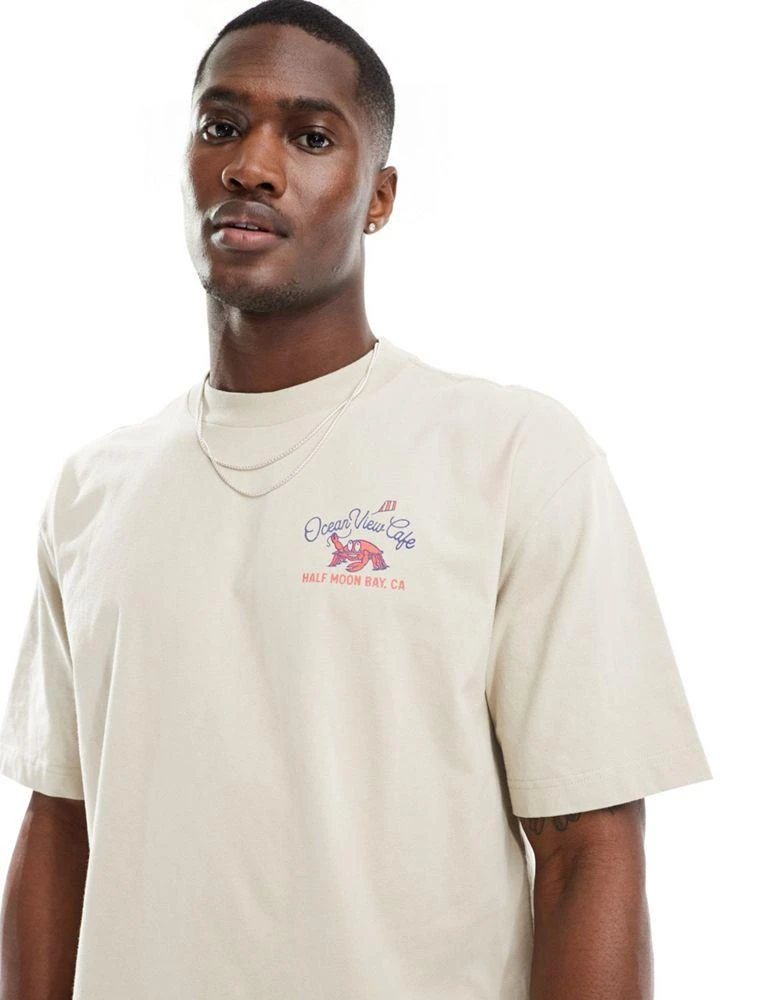 HOLLISTER Hollister Ocean View Cafe back print t-shirt boxy fit in