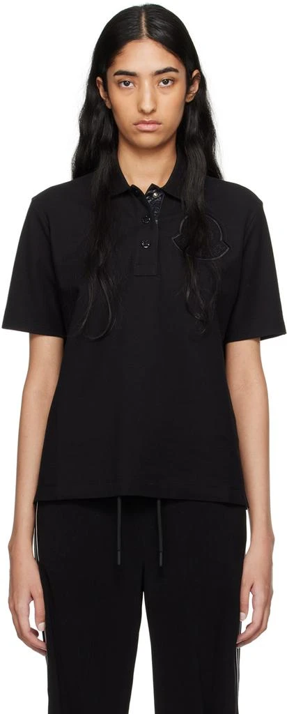 Moncler Black Embroidered-Logo Polo 1