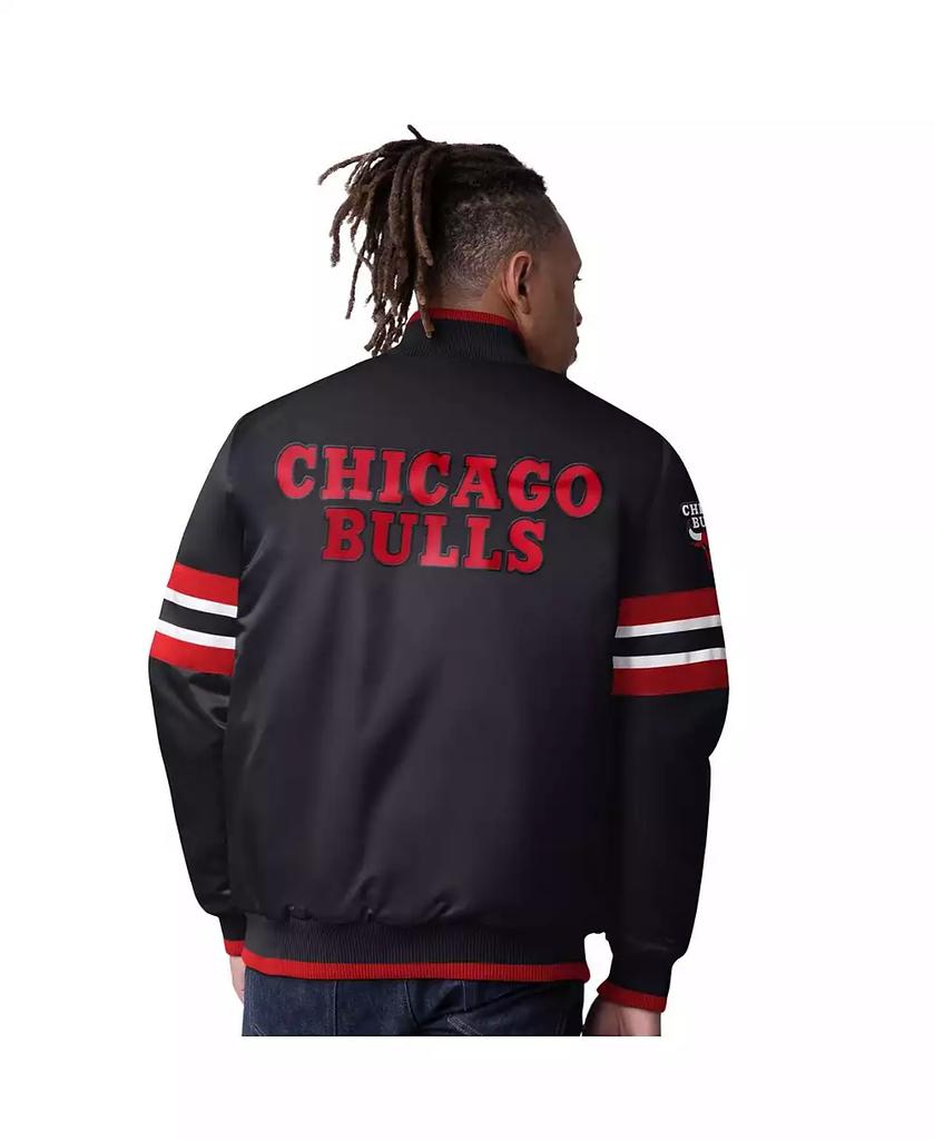 Starter Men's Black Chicago Bulls Scout Varsity Satin Full-Snap Jacket