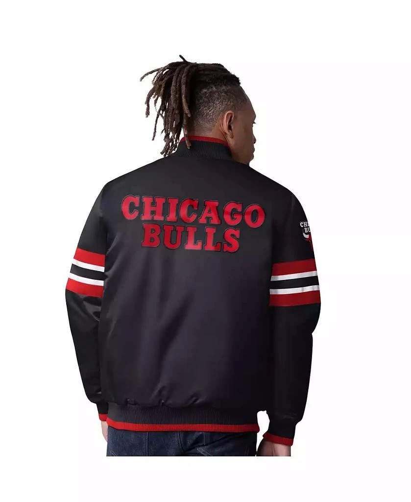 Starter Men's Black Chicago Bulls Scout Varsity Satin Full-Snap Jacket 2