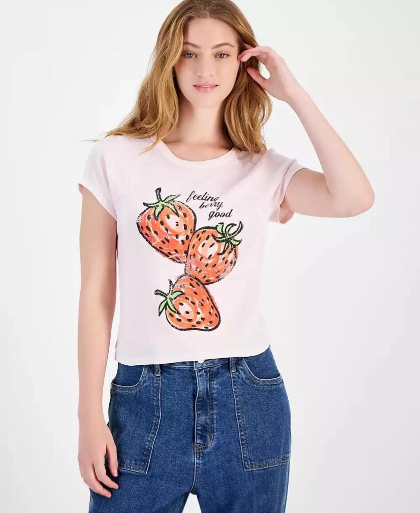 Rebellious One Juniors' Strawberry-Graphic Cotton Baby Tee 1