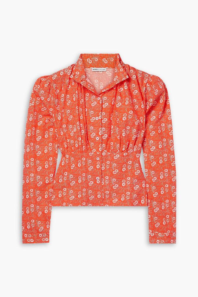 BATSHEVA + Laura Ashley Thistle gathered floral-print cotton-poplin blouse